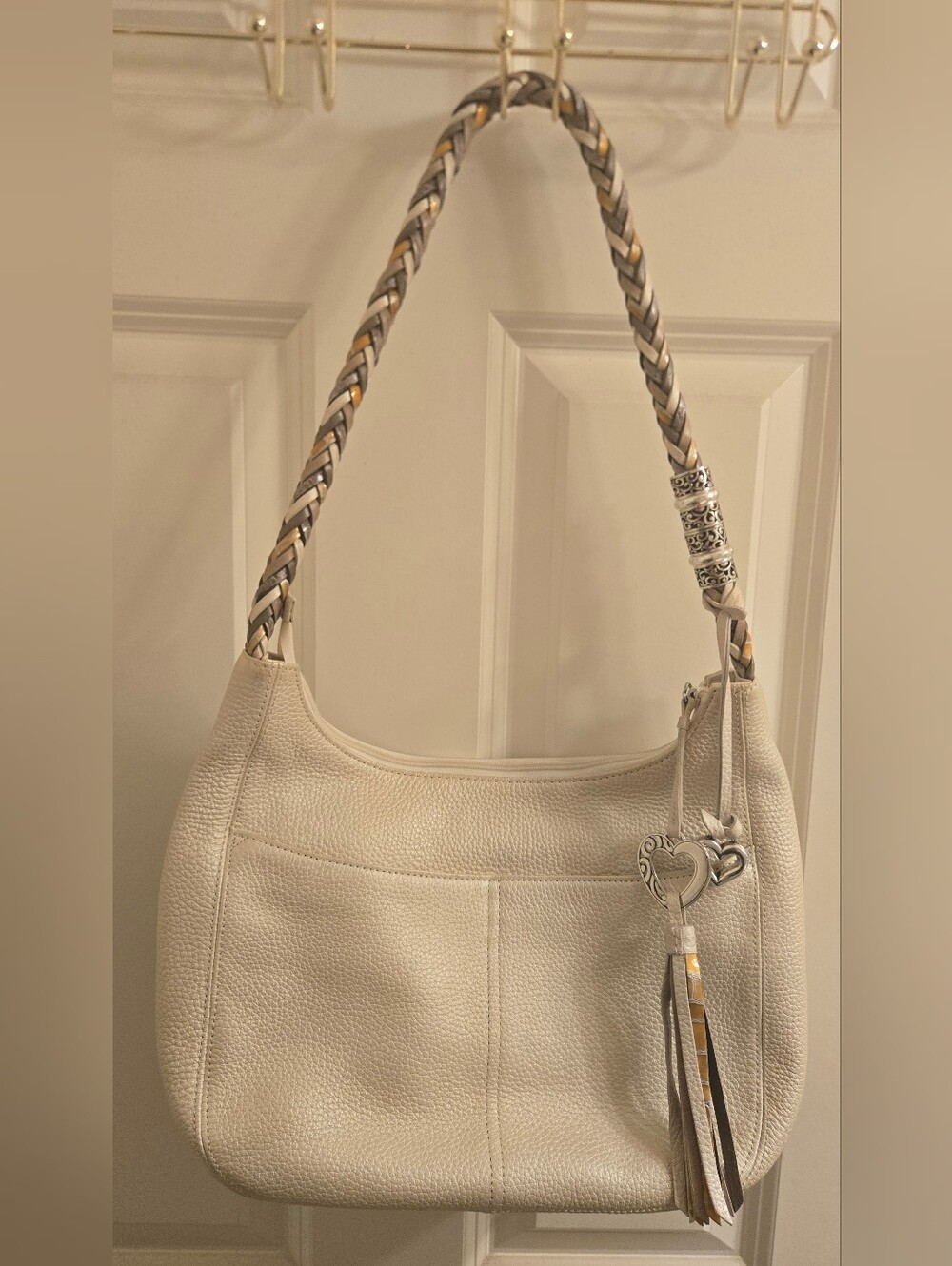 Brighton Barbados Hobo Shoulder Bag Ivory White